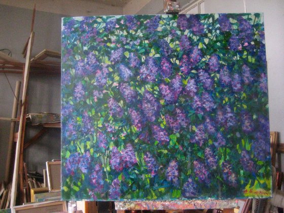 "LILAC" large painting 100X90 cm