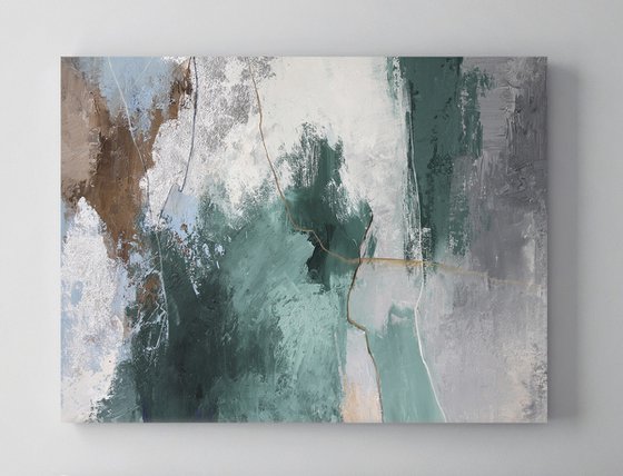 "Greenland" Abstract green blue gray art
