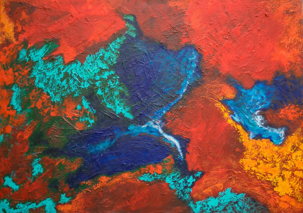 Abstract Acrylic Painting By Km Arts, 24 X 16", Gift Of Dreams, Original Artwork