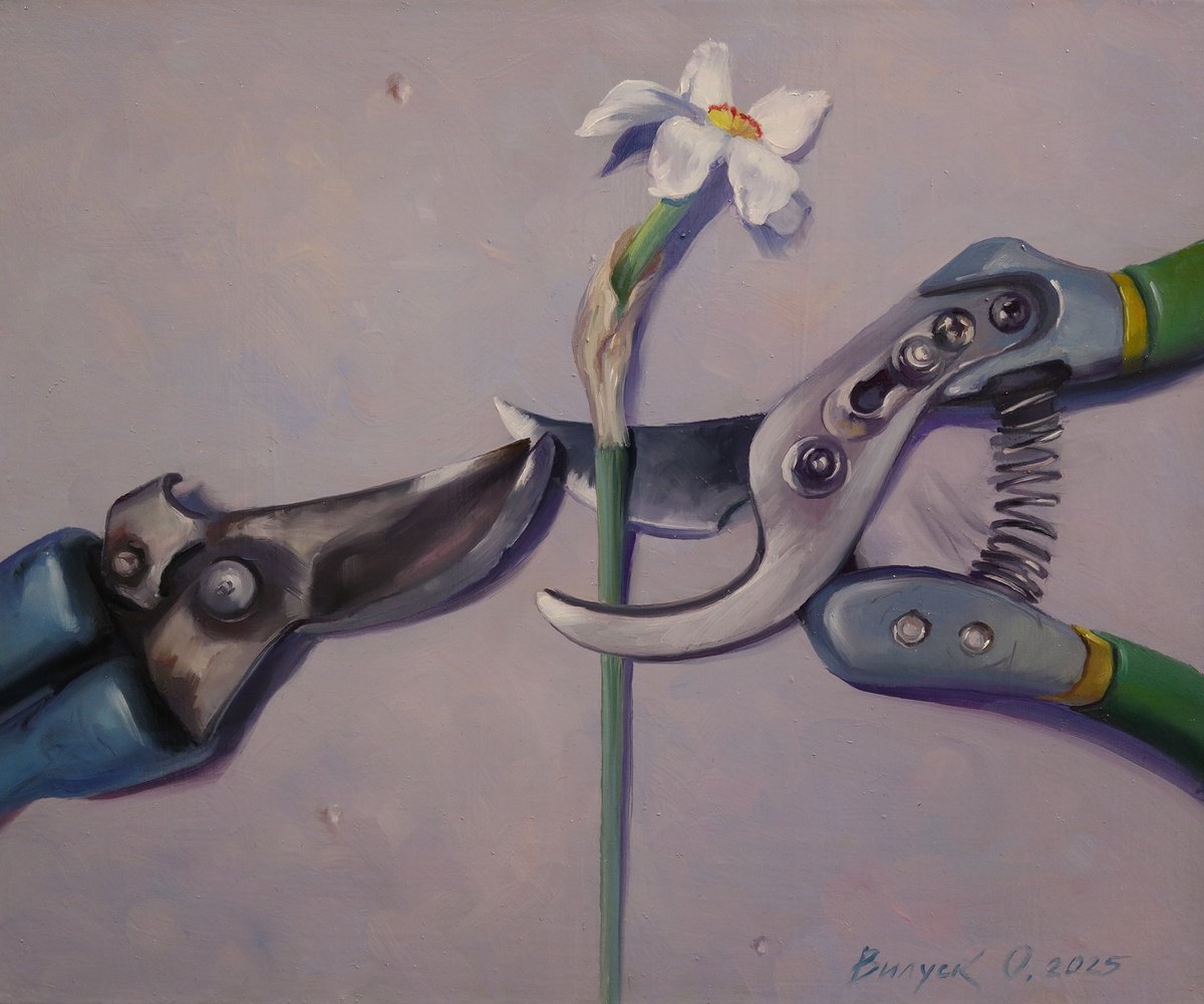 Surrealistic Still Life Oil Painting By Lena Vylusk, 12 X 10", "Fragility", Original Artwork