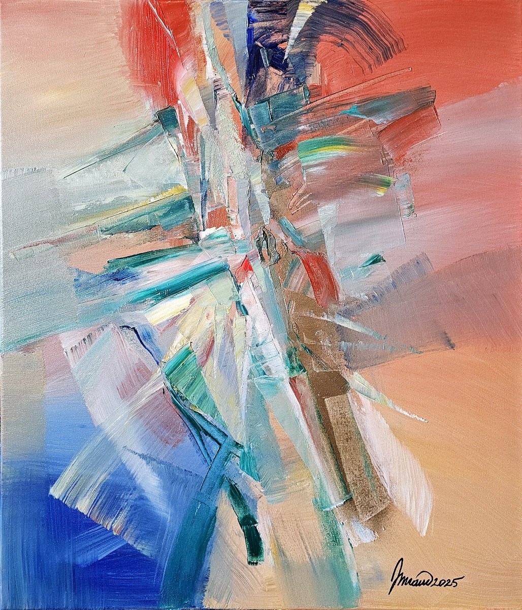 Abstract Oil Painting By Taidakov Nikolai, 24 X 28", Very Hot Day, Original Artwork