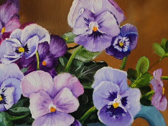 Purple Pansies in a vase