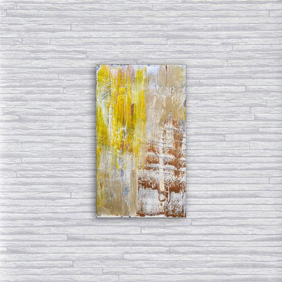 "Slip Slide" - FREE USA SHIPPING - Original PMS Abstract Acrylic Painting On Wood Panel - 13.5" x 23.5"