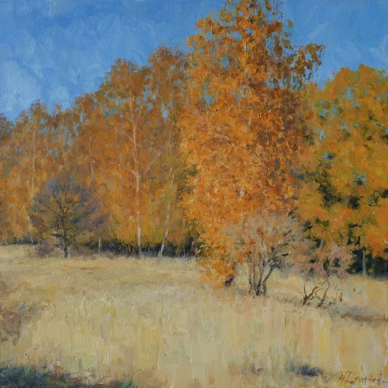 Gold Of Autumn - sunny autumn landscape painting