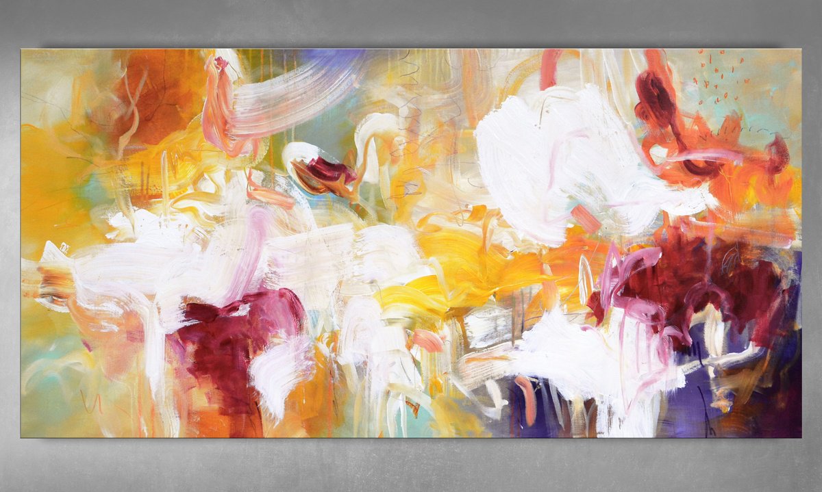 Abstract Acrylic Painting By Andrada Anghel, 60 X 30, The Other Side Of Purple, Original Artwork