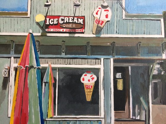 American Ice Cream Shop In Summer