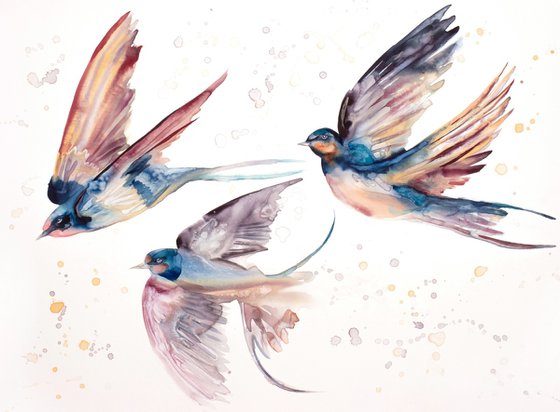 Swallows in Flight No. 48