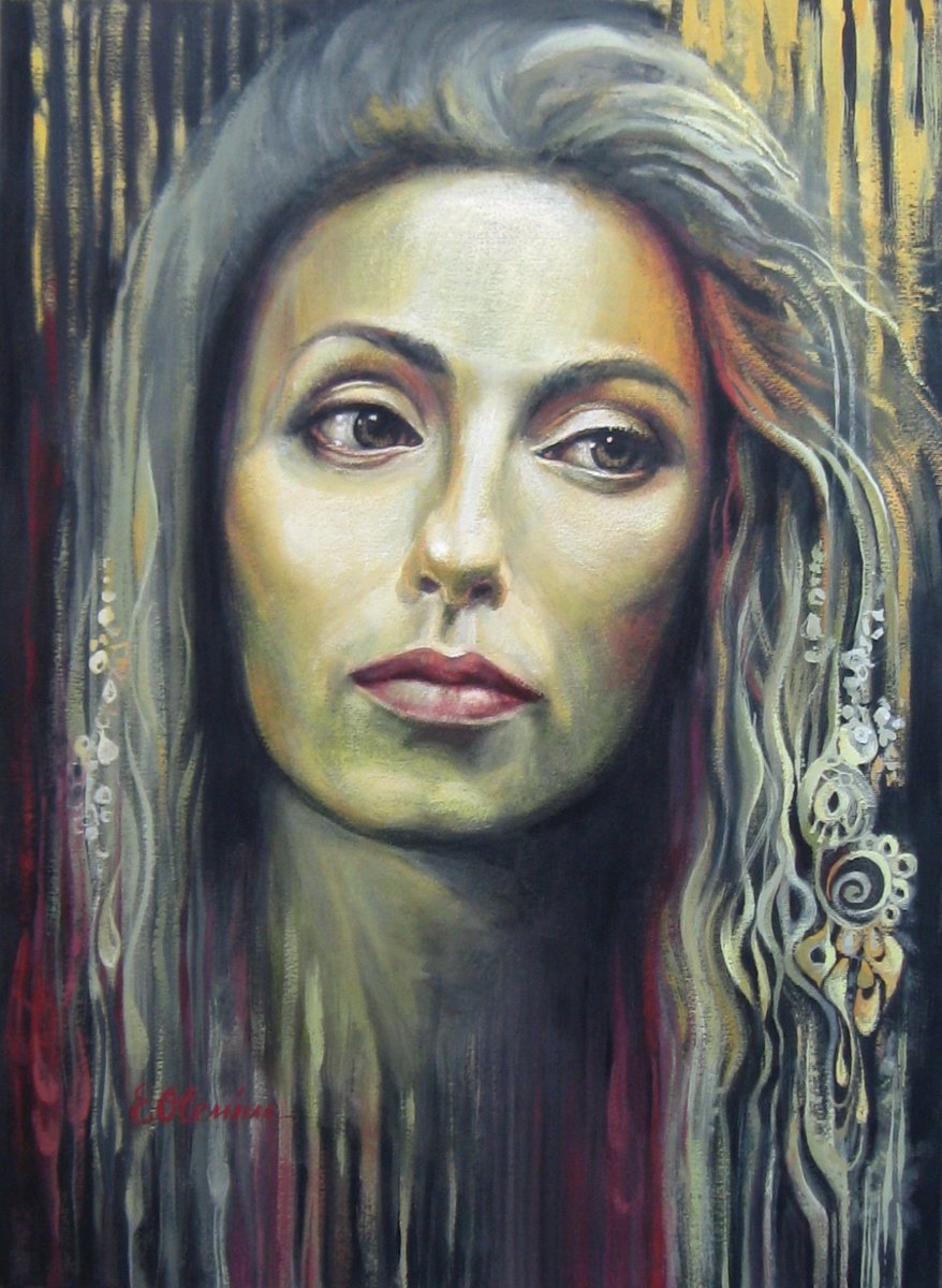 Photorealistic Portrait Painting By Elena Oleniuc, 14 X 19, Contemplation, Original Artwork