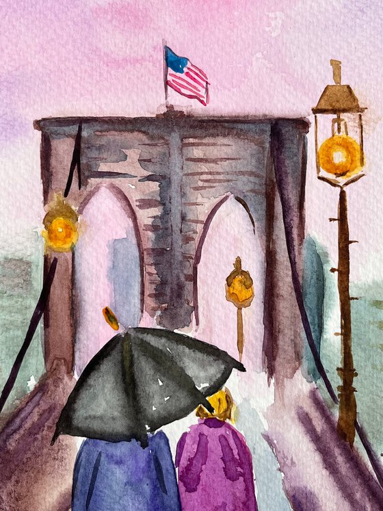 New York original watercolor