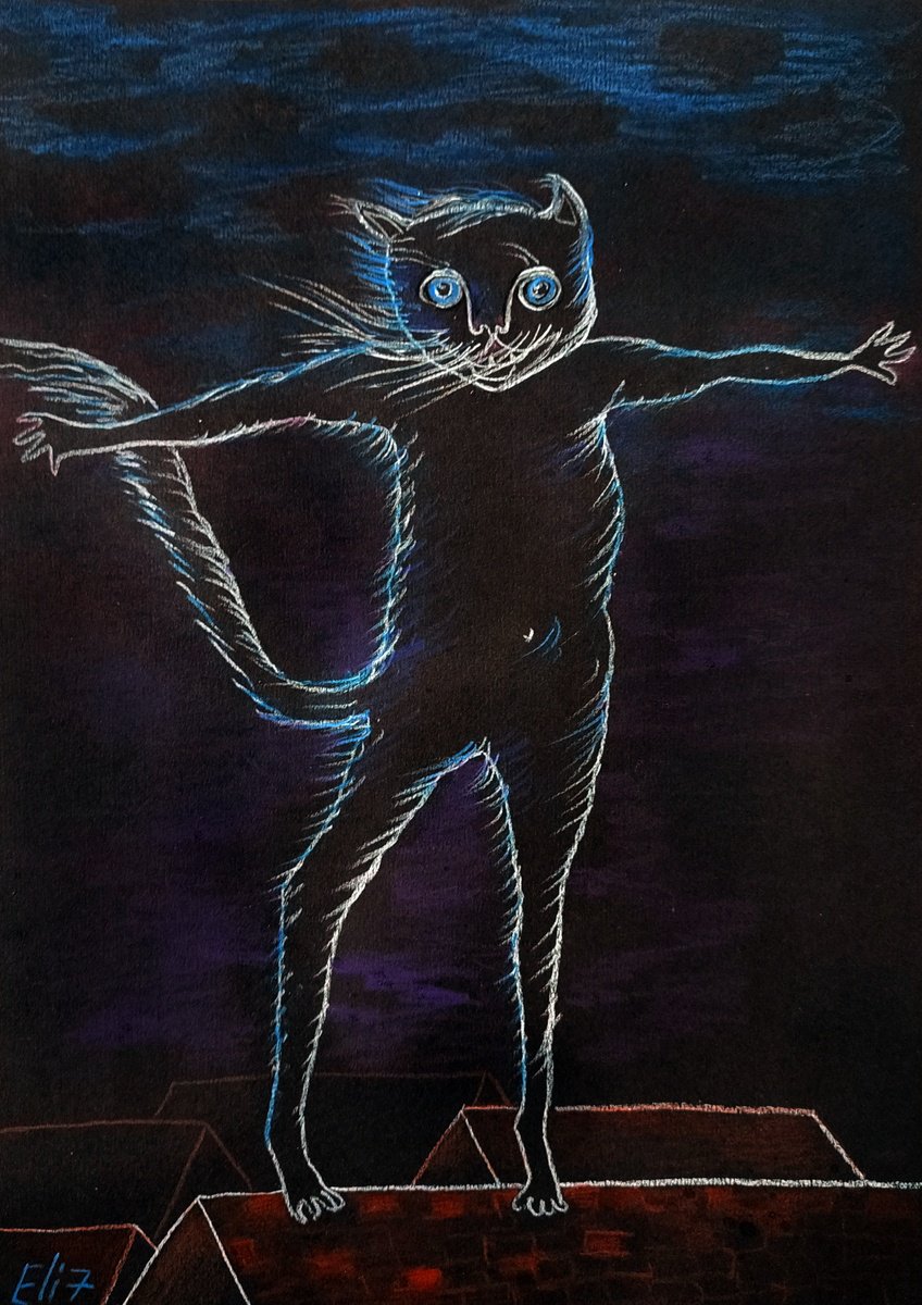 Expressive Animal Drawing By Elisheva Nesis, 9 X 13, Freedom, Original Artwork