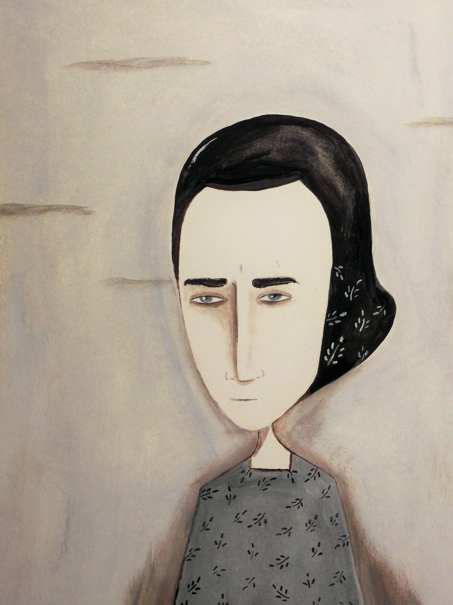 The man with dark hair - oil on paper by Silvia Beneforti