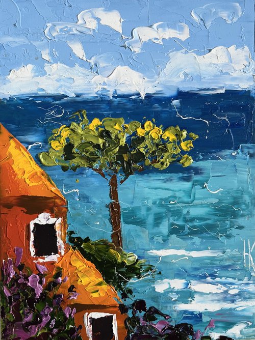 Amalfi Coast Positano original oil painting by Halyna Kirichenko