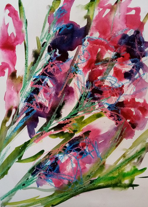 Gladioluses Wine color 2 by Oxana Raduga