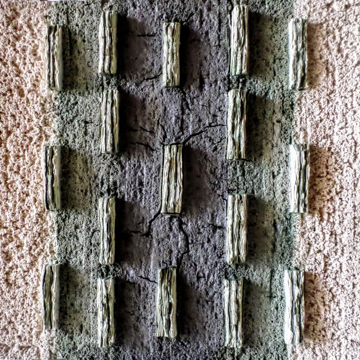 Abstract Botanical Relief By Rossitza Trendafilova, 11 X 11", "Sprouts", Original Artwork