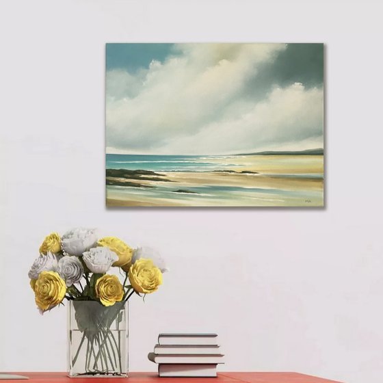 Memories On Distant Shores - Original Landscape Oil Painting on Stretched Canvas