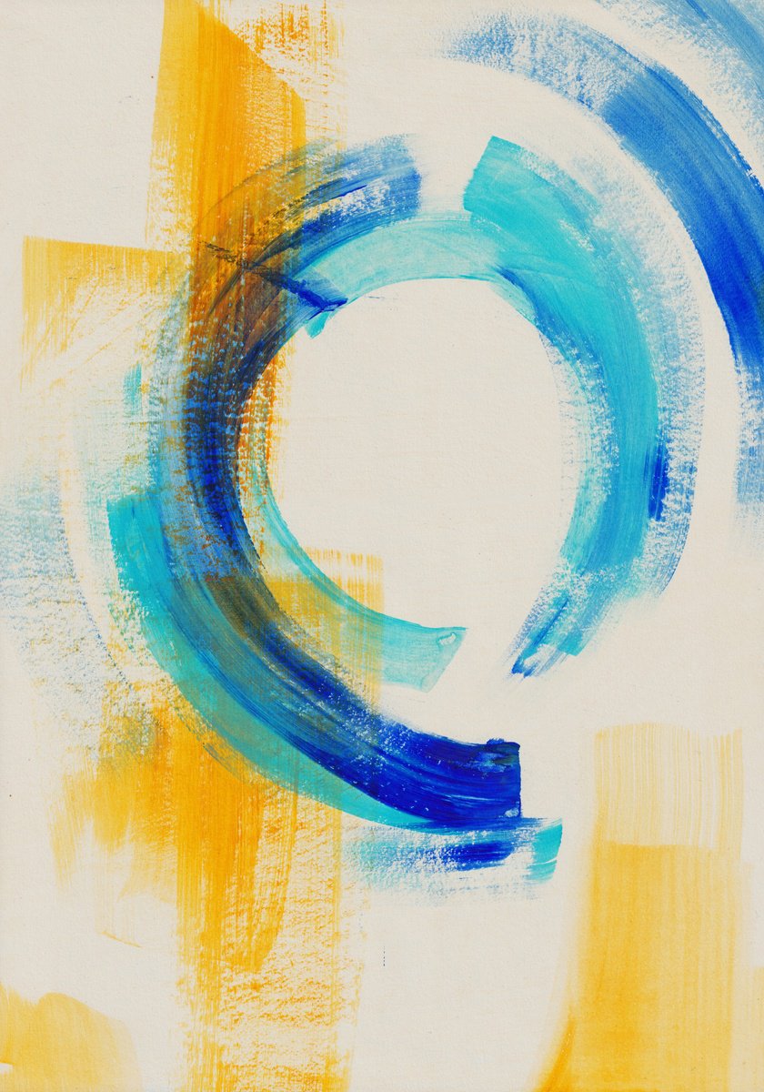 Abstract #A106 | blue abstract circles on ivory | abstract painting by Marco Paludet