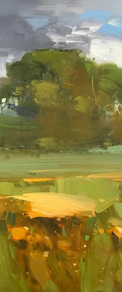 Summer Field, Landscape oil painting, Handmade artwork, by Vahe Yeremyan