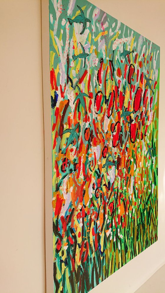 Wildflowers, Original abstract painting, Ready to hang