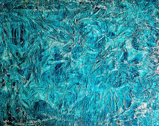 Deep Turquoise (n.201) - abstract landscape - 91 x 72 x 2,50 cm - ready to hang - acrylic painting on stretched canvas