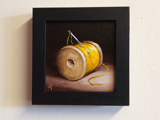 Little yellow cotton reel #2 still life