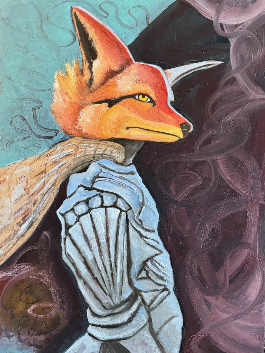 Illustrative Animal Oil Painting By Lola Jovan, 18 X 24", The Highwayman, Original Artwork