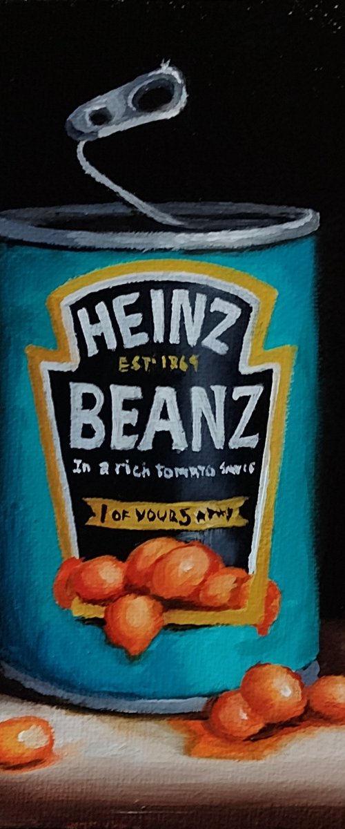 Heinz baked beans framed still life by Jane Palmer Art