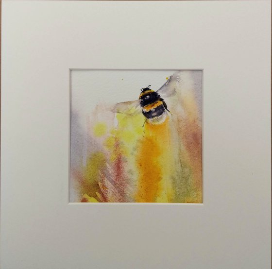 Original bumble bee painting in watercolour