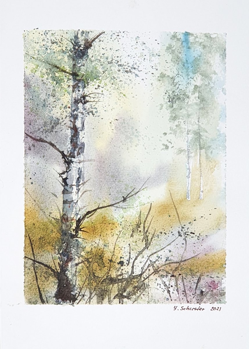 7/20 ORIGINAL WATERCOLOR painting. Trees series by Yulia Schuster
