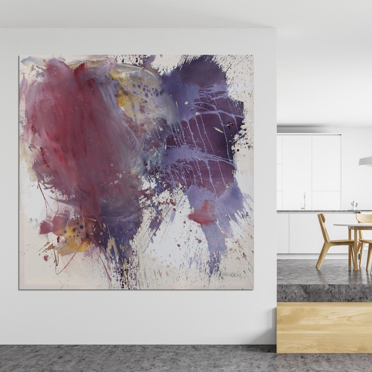 Expressive Abstract Painting By Daniela Schweinsberg, 63 X 63, Nachtschwarmer, Original Artwork