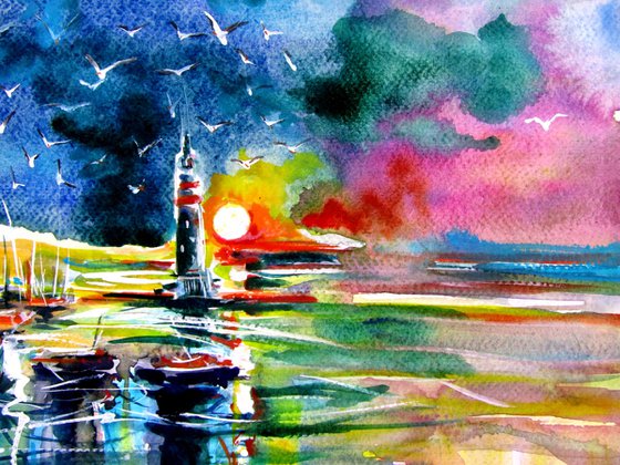 Port at sunrise III