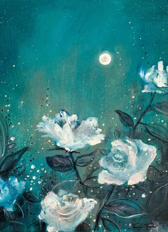 Moon Roses In Teal