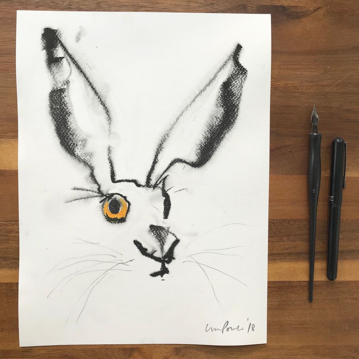 Hare #37 - simple drawing in ink by Luci Power