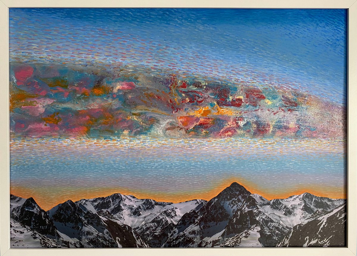 Surrealistic Landscape Painting By Stefano Pallara, 33 X 25", Mystical Highjack N.3, Original Artwork