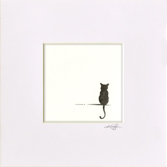 I Love Cats 9 - Cat Sitting Minimalist Watercolor by Kathy Morton Stanion