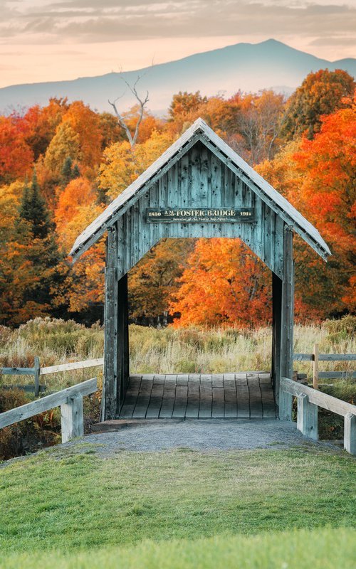 A.M. Foster Bridge in Autumn, 61 x 41 by Francois de Melogue
