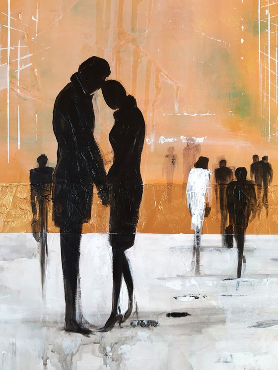 "Rendezvous II", original Mixed Media painting, 50x70x2cm