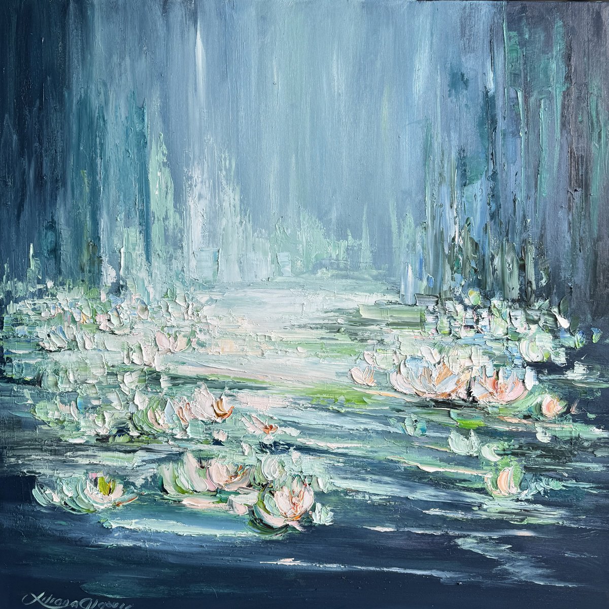 Water Lilies No 202 By Liliana Gigovic, 48 X 48, Artwork For Sale On Artfinder