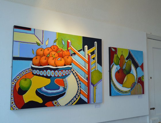 Still Life with Oranges and Chairs - Large Still Life Painting