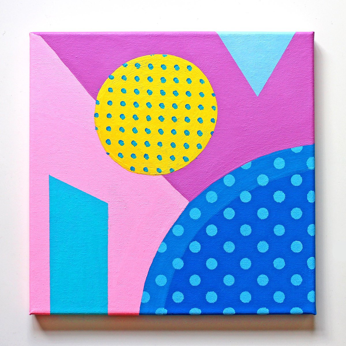 Geometric Abstract Acrylic Painting By Ian Viggars, 10 X 10, Abstract #5 Dots & Loops, Original Artwork