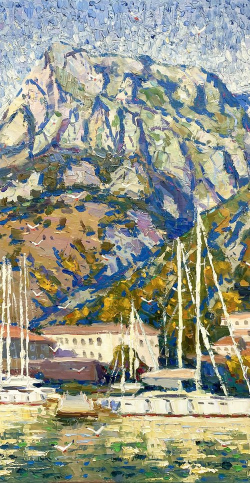 "Yachts at the pier" by Evgeny Chernyakovsky