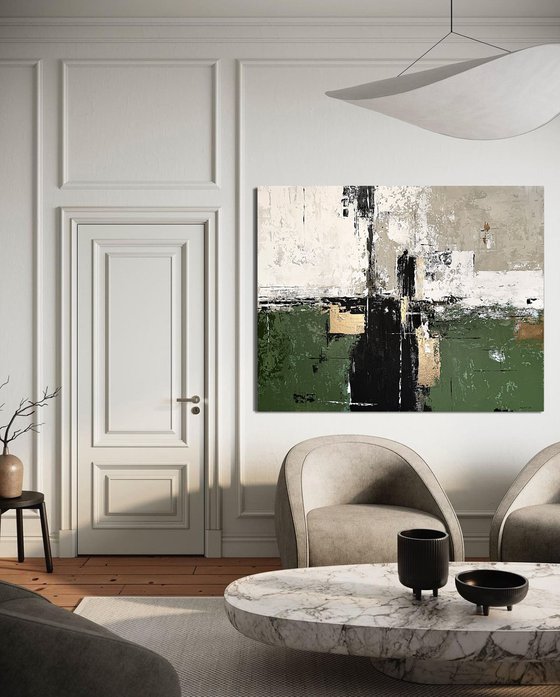 Verdant Axis. Grey Green Gold Textured