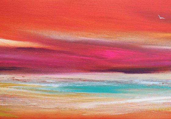 Oasis - Orange, Pink, Panoramic, Cornwall, Scotland, Coast, Seascape