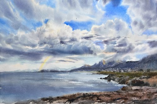 Sea coast of Cyprus Clouds #5 by Eugenia Gorbacheva