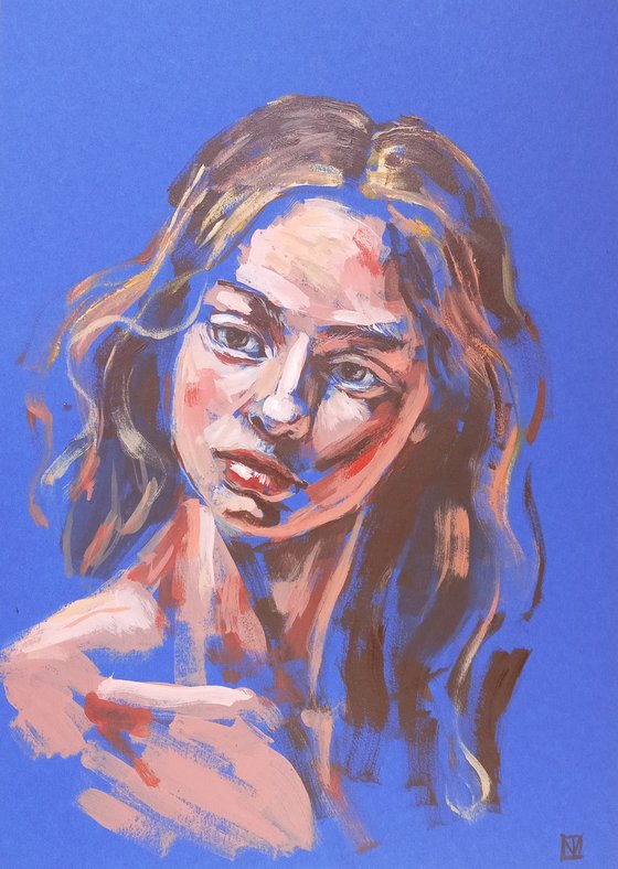 Acrylic woman portrait 29.7x21 cm