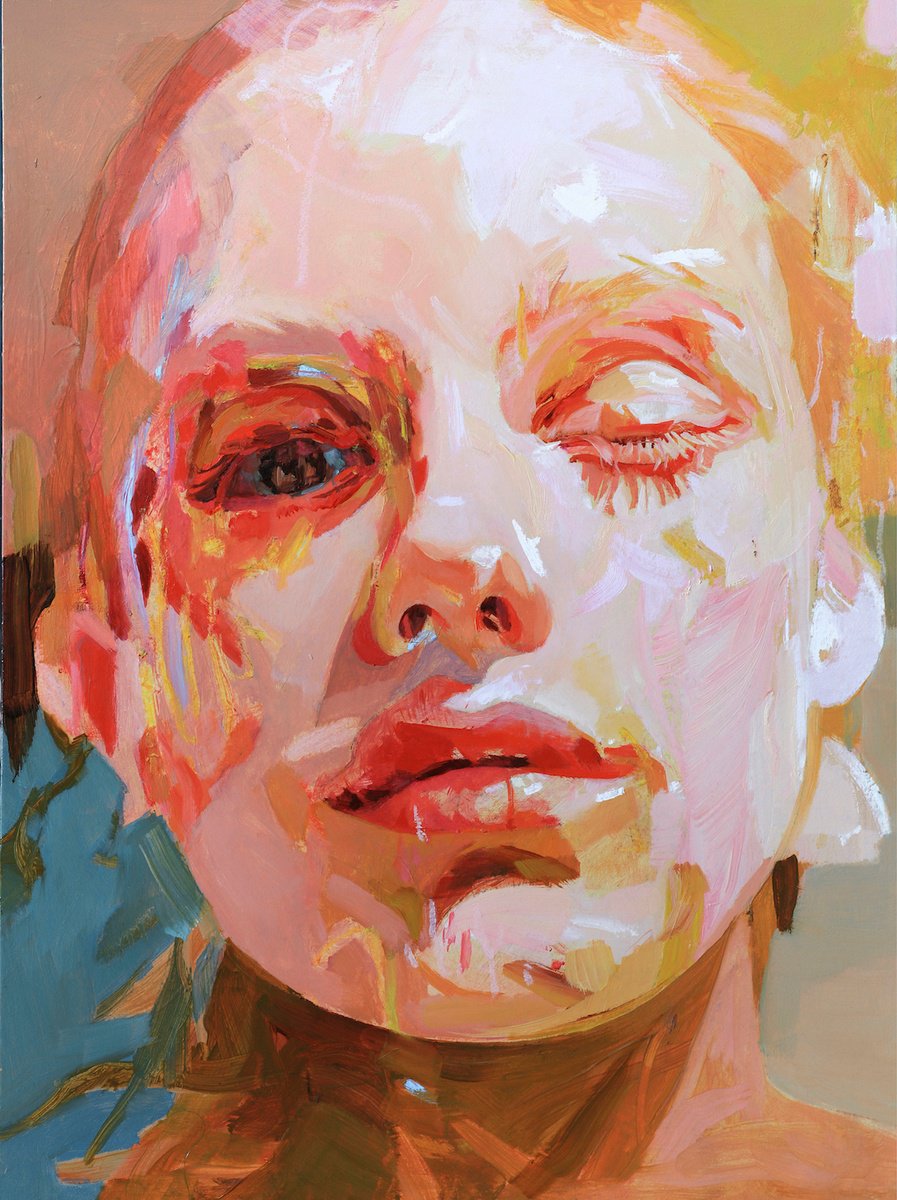 Expressive Portrait Oil Painting By Melinda Matyas, 9 X 12", Revival, Original Artwork