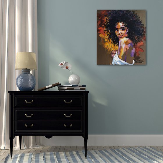 Painting portrait of a black girl - Fun