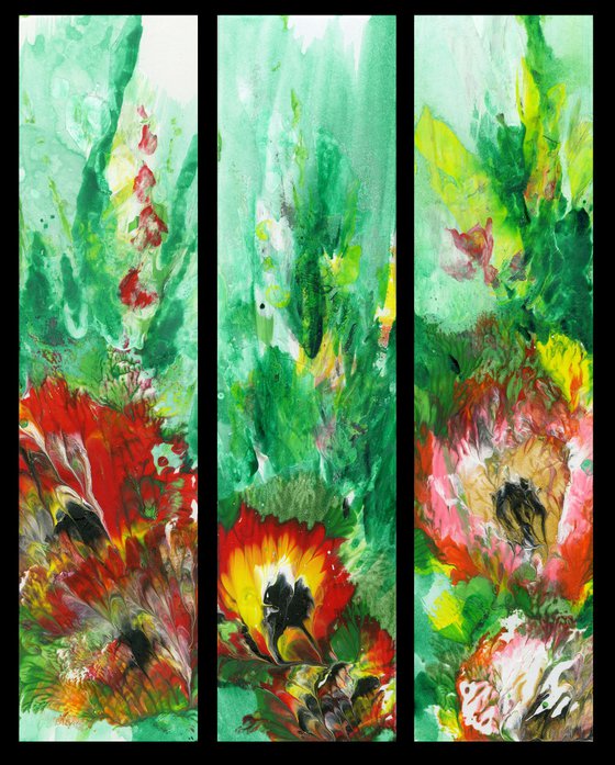 Blooms Of Magic Collection - 3 Floral Paintings by Kathy Morton Stanion