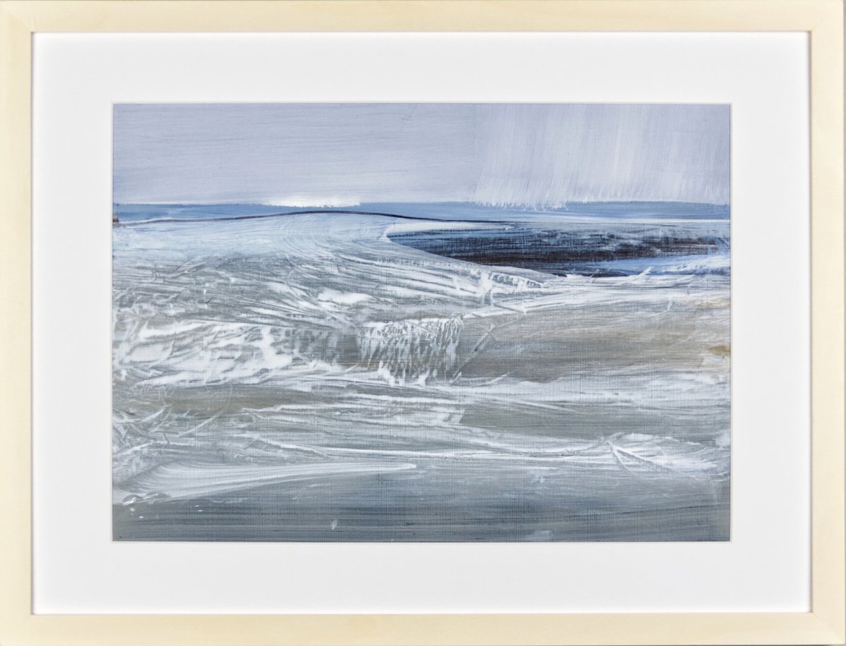 Organic Abstract Oil Painting By Katrin Roth, 17 X 13", Winterfeeling 1, Original Artwork