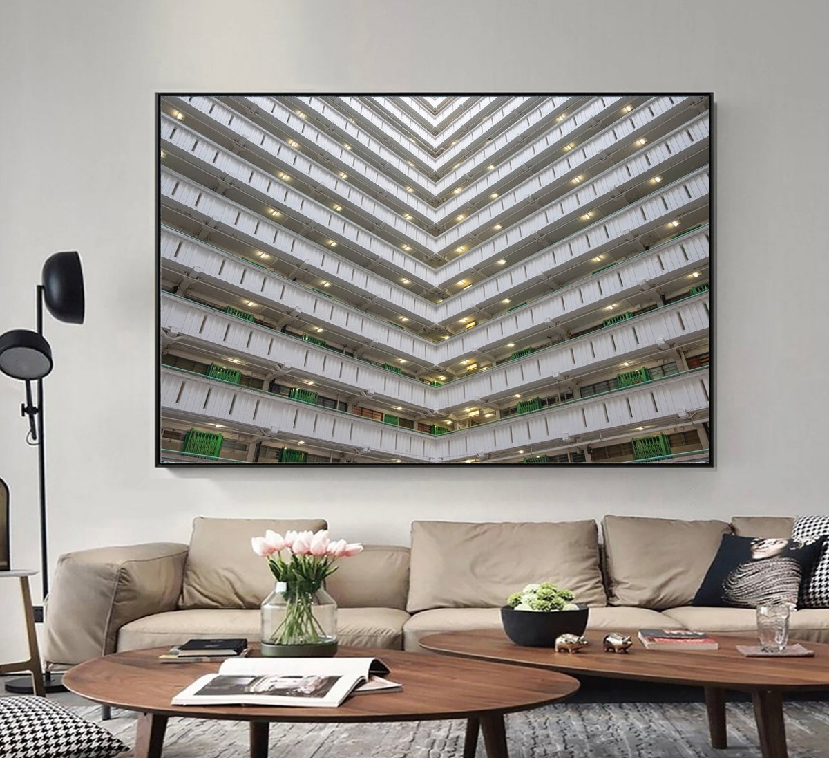 Abstract Cityscapes Photograph By Serge Horta, 36 X 24", Lightwell Studies No.6, Original Artwork