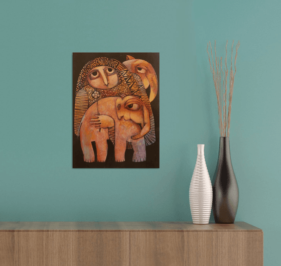 Friendship (Acrylic painting, 40x30cm, ready to hang)
